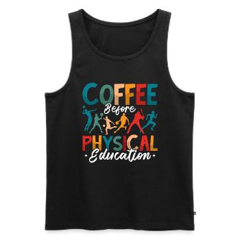 Instructeur d’éducation physique Café avant l’éducation physique Amateur de café - Débardeur bio Premium Homme - noir - Devant - Michal (187cm)