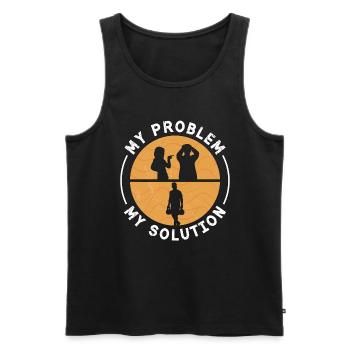 Coach Santé Mon problème Ma solution Pictogramme Papa - Débardeur bio Premium Homme - noir - Devant - Michal (187cm)