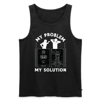 Lecteur de tarot Mon problème Ma solution Pictogramme Papa - Débardeur bio Premium Homme - noir - Devant - Michal (187cm)