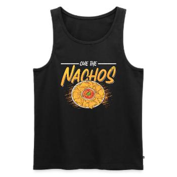Nachos Cue The Nachos Mexican Food Enthusiast - Men's Premium Organic Tank Top - black - Front - AI Model Male 178 light (178cm)