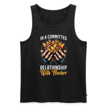 Nachos In a Committed Relationship With Taco Lover - Men's Premium Organic Tank Top - black - Front - AI Model Male 178 light (178cm)