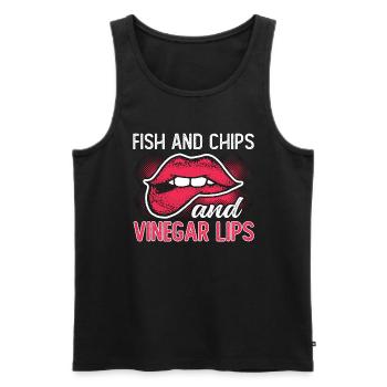 Fish And Chips And Vinegar Lips British Delicacy - Männer Premium Bio Tank Top - Schwarz - Vorne - Michal (187cm)