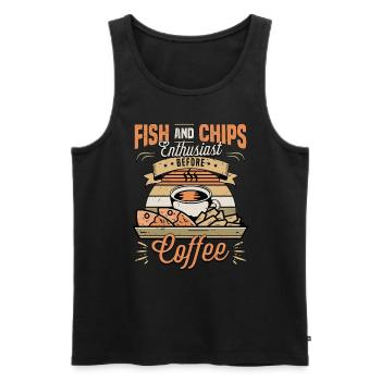 Fish And Chips Enthusiast Before Seafood Coffee - Männer Premium Bio Tank Top - Schwarz - Vorne - Michal (187cm)