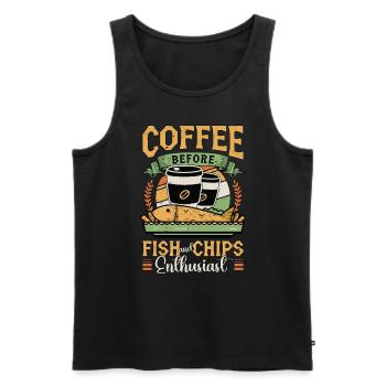 Fish And Chips Coffee British Food Coffee Lover - Männer Premium Bio Tank Top - Schwarz - Vorne - Michal (187cm)