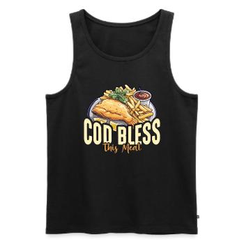 Fish And Chips Cod Bless This Meal British Food - Männer Premium Bio Tank Top - Schwarz - Vorne - Michal (187cm)