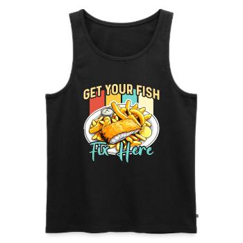 Fish And Chips Get Your Fish Fix British Cuisine - Männer Premium Bio Tank Top - Schwarz - Vorne - Michal (187cm)