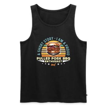 Pulled Pork BBQ A Short Story I Am Barbecue Lover - Men's Premium Organic Tank Top - black - Front - AI Model Male 178 light (178cm)
