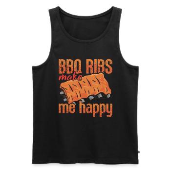 BBQ Ribs Make Me Happy Grilled Meat Enthusiast - Männer Premium Bio Tank Top - Schwarz - Vorne - Michal (187cm)
