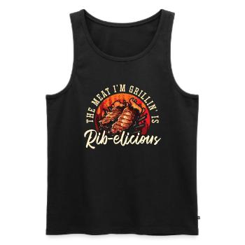 Ribs Barbecue The Meat I'm Grillin' Is Smoked Ribs - Men's Premium Organic Tank Top - black - Front - AI Model Male 178 light (178cm)