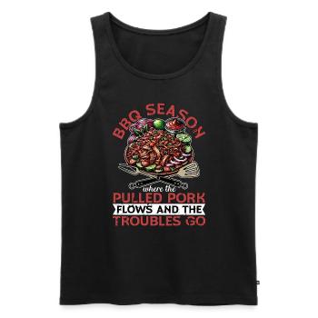 Pulled Pork BBQ Season Where The Pulled Grilling - Men's Premium Organic Tank Top - black - Front - AI Model Male 178 light (178cm)