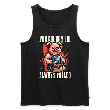 Pulled Pork BBQ Porkology 101 Always Meat Lover - Men's Premium Organic Tank Top - black - Front - AI Model Male 178 light (178cm)