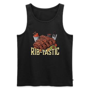 Ribs Barbecue Rib-tastic Grilled Meat BBQ Lover - Men's Premium Organic Tank Top - black - Front - AI Model Male 178 light (178cm)