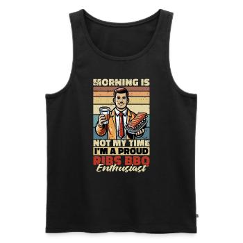 Ribs Barbecue Morning Is Not My Time Meat Lover - Männer Premium Bio Tank Top - Schwarz - Vorne - Michal (187cm)