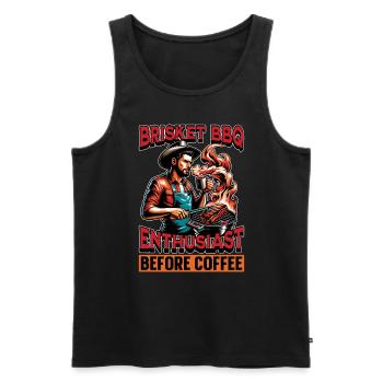 Brisket BBQ Enthusiast Before Grilled Meat Coffee - Men's Premium Organic Tank Top - black - Front - Michal (187cm)