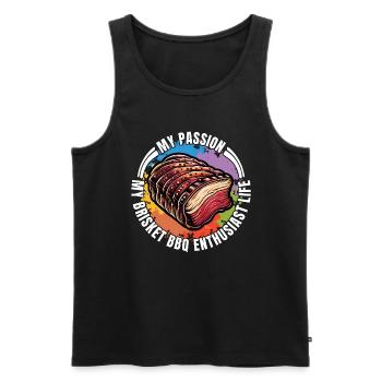Brisket Barbeque My Passion My Brisket Meat Lover - Men's Premium Organic Tank Top - black - Front - Michal (187cm)
