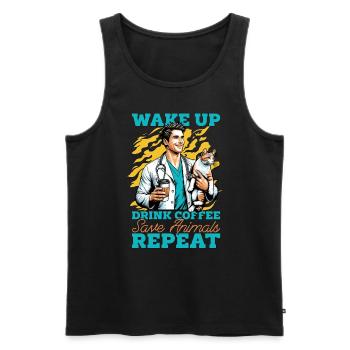 Veterinary Nurse Wake Up Drink Coffee Veterinarian - Men's Premium Organic Tank Top - black - Front - Michal (187cm)