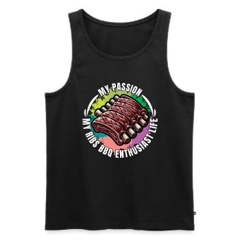 Ribs Barbecue My Passion My Smoked Ribs Grilling - Men's Premium Organic Tank Top - black - Front - AI Model Male 178 light (178cm)