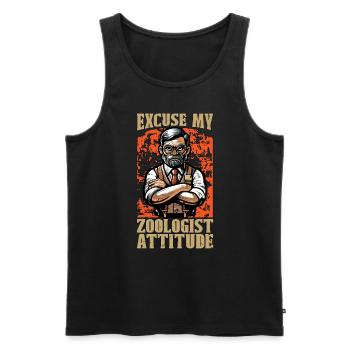 Excuse My Zoologist Attitude Animal Lover Zoologie - Débardeur bio Premium Homme - noir - Devant - AI Model Male 178 light (178cm)
