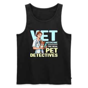 Médecine vétérinaire Le vrai détective pour animaux de compagnie Amoureux des animaux - Débardeur bio Premium Homme - noir - Devant - Michal (187cm)