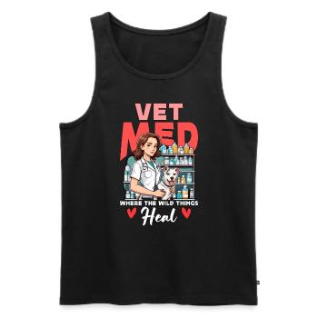 Vet Med où la pratique vétérinaire Wild Things - Débardeur bio Premium Homme - noir - Devant - AI Model Male 178 light (178cm)