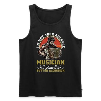 Accordéon Je ne suis pas un musicien moyen Musique folklorique - Débardeur bio Premium Homme - noir - Devant - AI Model Male 178 light (178cm)