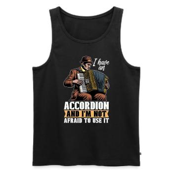 Accordéon J’ai un accordéon et un instrument à vent - Débardeur bio Premium Homme - noir - Devant - AI Model Male 178 light (178cm)