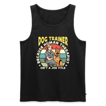 Dresseur de chiens Parce que thérapeute humain Propriétaire de chien - Débardeur bio Premium Homme - noir - Devant - Michal (187cm)