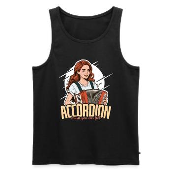 Musique d’accordéon Vous pouvez vous sentir passionné de musique folklorique - Débardeur bio Premium Homme - noir - Devant - AI Model Male 178 light (178cm)