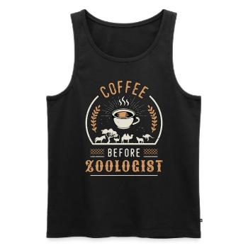 Zoologist Coffee Before Ornithologist Coffee Lover - Men's Premium Organic Tank Top - black - Front - AI Model Male 178 light (178cm)