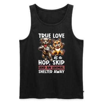 Animal Shelter True Love Is A Hop Animal Rights - Men's Premium Organic Tank Top - black - Front - Michal (187cm)