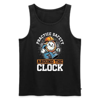 Agent de sécurité Pratiquer la sécurité autour de la construction - Débardeur bio Premium Homme - noir - Devant - Michal (187cm)