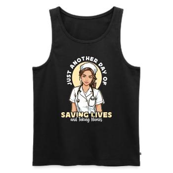 Nurse Practitioner Just Another Day Of Healthcare - Männer Premium Bio Tank Top - Schwarz - Vorne - Michal (187cm)