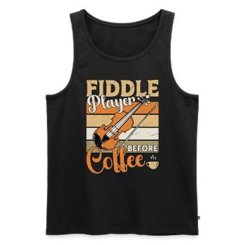 Fiddle Player Before Coffee Musician Coffee Lover - Männer Premium Bio Tank Top - Schwarz - Vorne - Michal (187cm)
