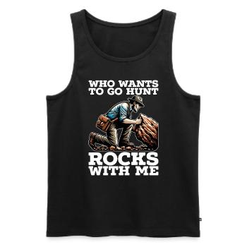 Rockhounding Qui veut aller chasser les roches Géologue - Débardeur bio Premium Homme - noir - Devant - AI Model Male 178 light (178cm)