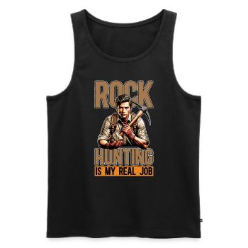 La chasse aux rochers est mon vrai métier de géologue - Débardeur bio Premium Homme - noir - Devant - AI Model Male 178 light (178cm)