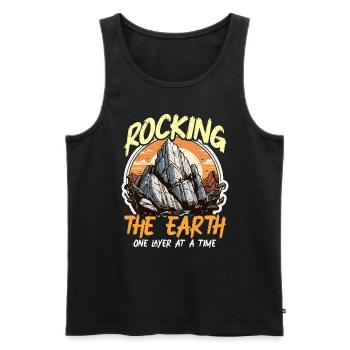 Geologist Rocking The Earth Loves Rock Collecting - Men's Premium Organic Tank Top - black - Front - Michal (187cm)