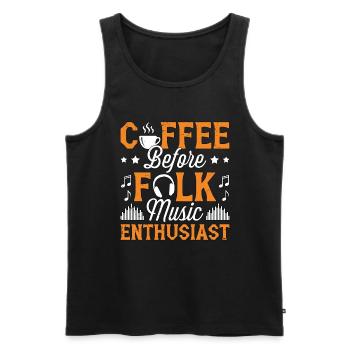 Amateur de musique folklorique Musicien de café Amateur de café - Débardeur bio Premium Homme - noir - Devant - AI Model Male 178 light (178cm)
