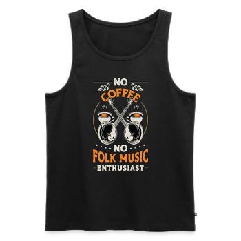 Musique folklorique Pas de café Pas de fanfare Amateur de café - Débardeur bio Premium Homme - noir - Devant - AI Model Male 178 light (178cm)