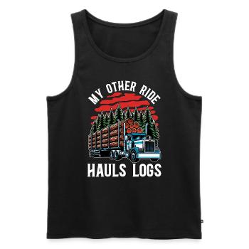 Logging My Other Ride Hauls Logs Arborist Logger - Men's Premium Organic Tank Top - black - Front - AI Model Male 178 light (178cm)