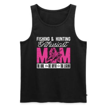 Passionnée de pêche et de chasse, maman aime le plein air - Débardeur bio Premium Homme - noir - Devant - Michal (187cm)