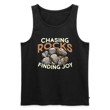 Rockhounding À la poursuite des rochers Trouver la joie Géologue - Débardeur bio Premium Homme - noir - Devant - AI Model Male 178 light (178cm)