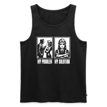 Agent de sécurité Mon problème Mon pictogramme Maman Papa - Débardeur bio Premium Homme - noir - Devant - Michal (187cm)