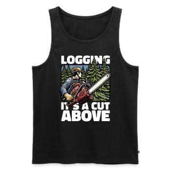Logging It's A Cut Above Lumber Worker Logger - Men's Premium Organic Tank Top - black - Front - AI Model Male 178 light (178cm)