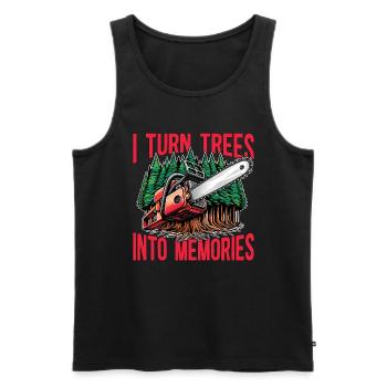 Logging I Turn Trees Into Memories Lumber Worker - Men's Premium Organic Tank Top - black - Front - AI Model Male 178 light (178cm)