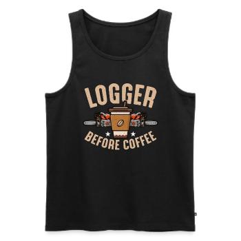 Logger Before Coffee Tree Climber Coffee Lover - Männer Premium Bio Tank Top - Schwarz - Vorne - AI Model Male 178 light (178cm)