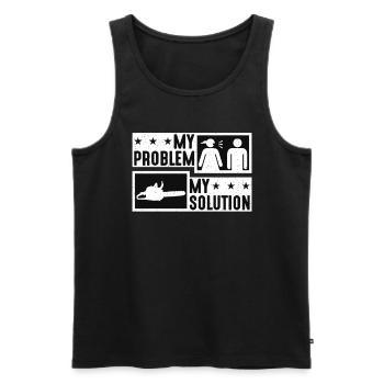 Enregistrement Mon problème Mon pictogramme Papa Maman Menuisier - Débardeur bio Premium Homme - noir - Devant - AI Model Male 178 light (178cm)