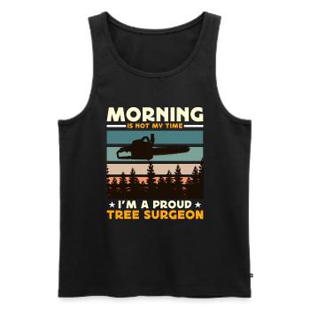 Chirurgiens arboricoles Le matin n'est pas mon heure, je suis arboriculteur - Débardeur bio Premium Homme - noir - Devant - Michal (187cm)
