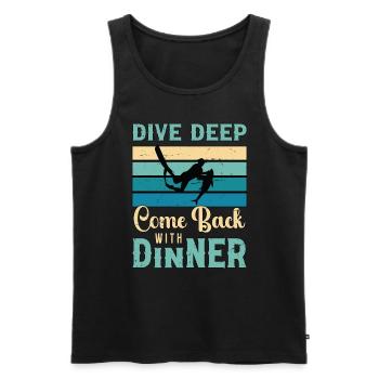 Spearfishing Dive Deep Come Back Fishing Lover - Männer Premium Bio Tank Top - Schwarz - Vorne - AI Model Male 178 light (178cm)