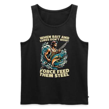 Spearfishing When Bait And Lures Loves Freedive - Men's Premium Organic Tank Top - black - Front - AI Model Male 178 light (178cm)