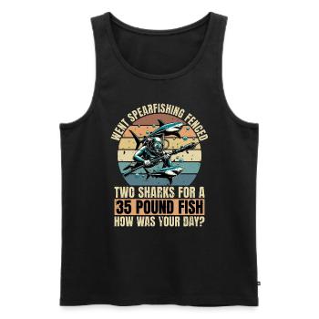 Est allé à la chasse sous-marine, clôturé deux requins, plongée en apnée - Débardeur bio Premium Homme - noir - Devant - Michal (187cm)